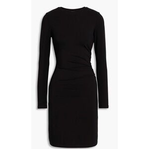 Vince Long Sleeve Ruched Knit Midi Dress Black Size L